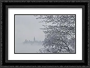 Young, Bill 37x28 Black Ornate Frame and Double Matted Museum Art Print Titled Canada, Ottawa, Ottawa River Parliament Building