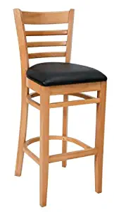 Ladder Back Bar Natural/Red Upholstered Seat