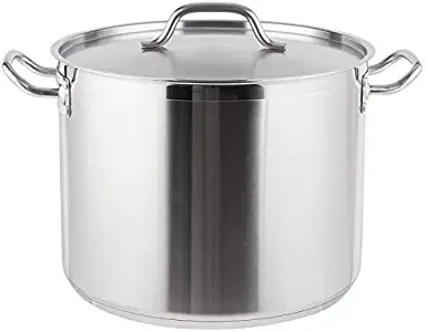 Royal Industries Classic Stock Pot with Cover, 24 qt, 13.4" x 10.2" HT, Stainless Steel, Commercial Grade - NSF Certified