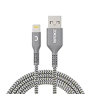 Zendure Supercord MFI Certified Cable, 6ft 200cm 2m Durable Nylon Braided Phone Charger Cable Compatible with iPhone Xs Max, Xs, XR, X, iPad and More - 2M, Grey