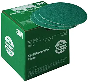 3M Green Corps Stikit Production Disc, 01547, 6 in, 40 grit, 100 discs per carton