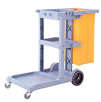 Commercial Cleaning Janitorial Cart 3 Shelf w/ 25 Gallon Vinyl Bag