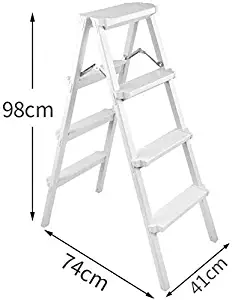 4 Step Ladder, Aluminium Double Sided Step Ladder Folding AType Step Stool, Load Bearing 150Kg,Black lxhff (Color : White)