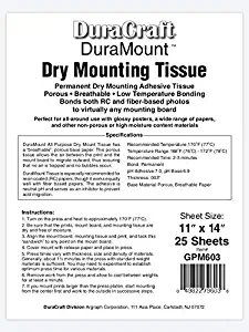DuraCraft DuraMount Dry Mounting Tissue (11" x 14", 25 Sheets)