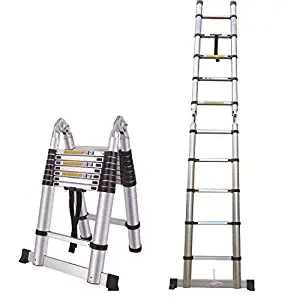 A-Type Extension Ladder Aluminum Telescoping Ladders Multi-Purpose Collapsible Ladder Max Reach 20ft 330 lb Max Capacity (10.2ft+10.2ft（A Type）)