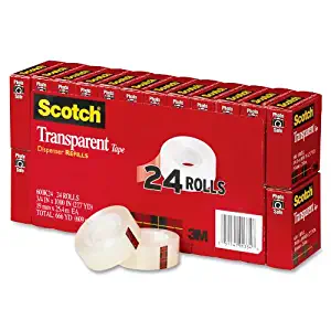 Scotch Transparent Tape, Standard Width, Engineered for Office and Home Use, 3/4 x 1000 Inches, 24 Rolls (600K24)