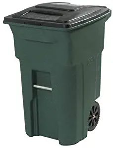 Toter 025564-R1GRS Residential Heavy Duty 2-Wheeled Trash Can with Attached Lid, 64-Gallon, Greenstone