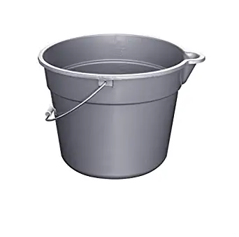 Rubbermaid Commercial 10 Qt BRUTE Heavy-Duty, Corrosive-Resistant, Round Bucket, Gray (FG296300GRAY)