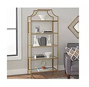 Better Homes and Gardens Nola 5-Open Shelves Bookcase, (Gold, Bookcase)