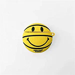 BlossomingLove Compatible with AirPods Case Keychain Full Protective Premium PVC Soft Rubber Silicone Cover Fashion Dope Self-Design Yellow Ball Skin for AirPods Charging Case (Yellow Ball)