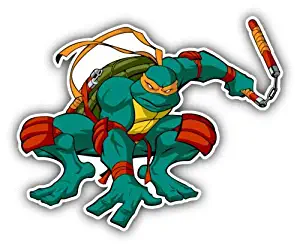 Teenage Mutant Ninja Turtles Michelangelo Cartoon Bumper Vinyl Decal Sticker Car Decal Bumper Sticker for Use on Laptops Windowson Water Bottles Laptops Windows Scrapbook Luggage Lockers Cars Trucks