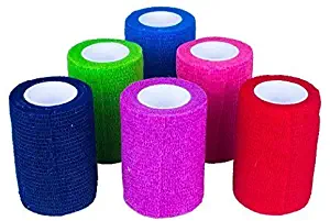 Ever Ready First Aid Self Adherent Cohesive Bandages 2" x 5 Yards - 6 Count, Rainbow Colors