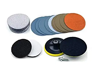 30pcs 6 Inch 60 240 600 1000 5000 10000 grit Wet/Dry Hook and Loop Sanding Discs+6" x M14 Thread Hook & Loop Back-up Sanding Pads+Soft Foam Buffering Pad