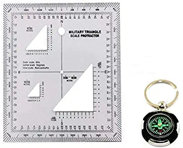 Gotical-Military UTM/MGRS Coordinate Scale-Multi-Functional Waterproof and Shock-Proof Map Reader with Protector and Topographical Map Scale- with a Free Keychain Ring Precise Compass