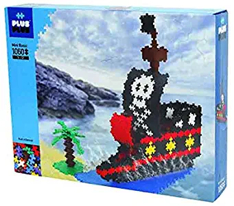 PLUS PLUS - Instructed Play Set - 1060 Piece Pirate Ship - Construction Building Stem Toy, Interlocking Mini Puzzle Blocks for Kids