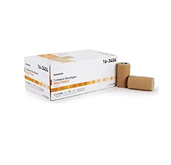 McKesson 16-3404 Medi-Pak Performance Cohesive Bandage, Non-sterile, Stretched, 4" Width, 5 yd. Length, Tan, 4" Width, 180" Length (Pack of 18)
