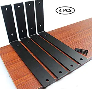 4 Pack - L10" x H 6" x W 1.5", 5mm Thick Rustic Shelf Bracket, Iron Shelf Brackets, Metal Shelf Bracket, Industrial Shelf Bracket, Modern Shelf Bracket, Decorative Shelving, Shelf Supports with Screws