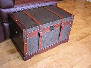 Styled Shopping Saratoga Faux Leather Chest Wooden Steamer Trunk - Medium Trunk