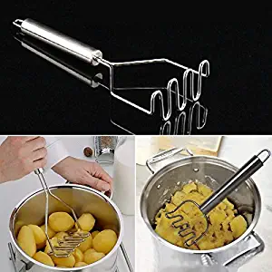 Potato Mashers & Ricers - Gezichta Portable Potato Musher Stainless Steel Wave Shape Masher Vegetable Food Steamer - Food Fruit Gadget Potato Ricer Potato Chopper Masher Masher Masher Ste