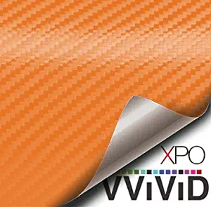 VViViD XPO Orange 3D Carbon Fiber Vinyl Wrap Roll with Air Release Technology (1ft x 5ft)