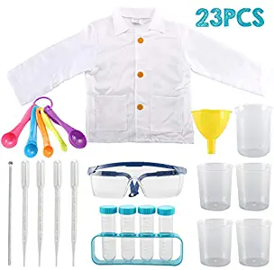 HITTEN Science Experiment Toys，Science Deluxe Lab Set, Science Kit, Lab Coat for Kids and Scientist Costume Dress Up and Role Play Toys Gift for Boys Girls Kids Age 3-7
