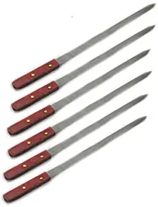 NEW, 23-Inch Long, Large Stainless Steel Brazilian-Style BBQ Barbecue Skewers, Shish Kebab Kabob Skewers, 1-Inch Wide Blade, Set of 6