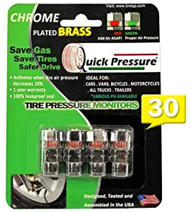 Quick Pressure QP-000030 Chrome Plated Brass 30 psi Tire Pressure Monitoring Valve Cap, (Pack of 4)