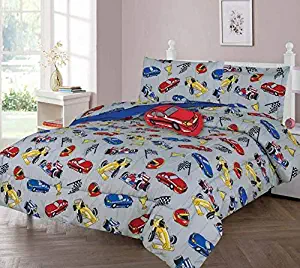 GorgeousHomeLinen Boys Girls Teens Twin 6PC Comforter Bedding Set with Matching Sheets and Small Decorative Pillow Bed Dressing for Kids (Race CAR)