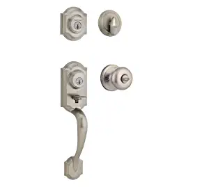 Kwikset Montara Single Cylinder Handleset w/Juno Knobfeaturing SmartKey in Satin Nickel