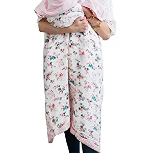 GRACED SOFT LUXURIES Softest Large 4-Layer Bamboo Muslin Quilt Toddler Blanket, 47" x 47" Bamboo + Cotton Blanket, Pastel Floral