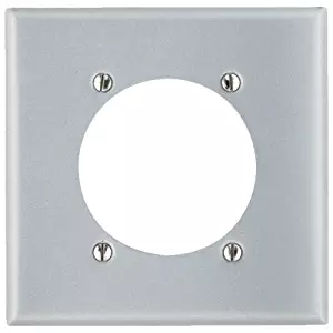 Leviton 4934 2-Gang Flush Mount 2.15 Inch Dia. Device Receptacle Wallplate, Standard Size, Steel Plate w/ Aluminum Finish