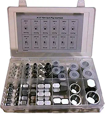 64 Pcs. JIC 37° Flare Cap & Plug Assortment Hydraulic Adapter Fitting"an" Kit Set