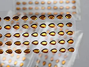 KraftGenius Allstarco 6x4mm Amber LQ32 Teardrop Self Adhesive Acrylic Rhinestones Plastic Face Gems Stick On Body Jewels for DIY Cards and Invitations Crafts Bling Sticker - 5 Sheets - 250PCS