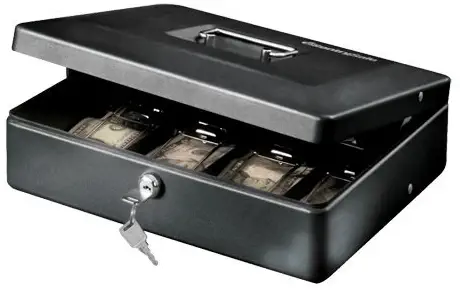 SentrySafe Cash Box, Deluxe Locking Cash Box With Money Tray, Medium, DCB-12