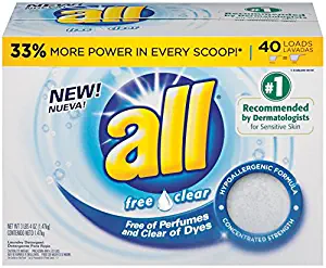 all Powder Laundry Detergent, Free Clear for Sensitive Skin, 52 Ounces, 40 Loads