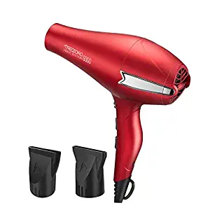 Hair Dryer, Professional Ionic Blow Dryer, Salon 2200 watt Ceramic Tourmaline Quiet Hairdryer with 2 Concentrator Nozzle Attachments - Best Soft Touch Body/Secret red