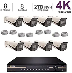 Q-See 4K 8MP 8 Bullet 8-Channel NVR Ultra HD QC IP Series Surveillance with H.265 and Expandable 2TB HDD (QCK81-2 +8X QCN8093B)