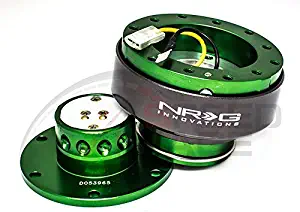 NRG Steering Wheel Quick Release Kit - Generation 2.0 - Green with Titanium Ring SRK-200GN