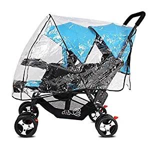 Diagtree Double Stroller Rain Cover Universal, Baby Travel Weather Shield, Windproof Waterproof, Protect from Dust Snow Insects (Double Stroller)