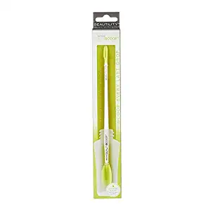 BEAUTISCOOP Crisp White/Green Single Dual-Scoop Beauty Tool (8" Single, White/Green)