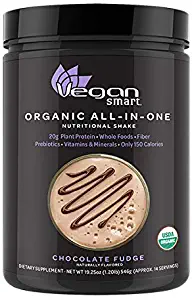 Vegansmart Plant Based Organic Protein Powder by Naturade, All-in-One Nutritional Shake - Chocolate Fudge (14 Servings)