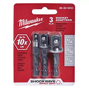 Milwaukee 48-32-5033 Power Drill Bit Extensions Shockwave Socket Adapter Set, 1/4"