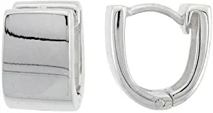Sterling Silver Huggies Earrings U-shaped, 1/2 inch wide
