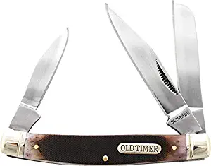 Old Timer 34OTB Genuine Bone Middleman 5.6in S.S. Traditional Folding Knife with 2.4in Clip Point and Bone Handle for Outdoor, Hunting, Camping and EDC