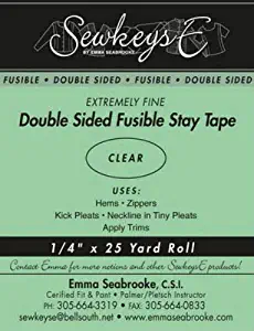 Clear - 1/4" Double Sided Fusible Stay Tape - 0.25" X 25 Yards SewkeysE Extremely Fine Sold by The 25 Yard Roll (DSFST.25) M494.20