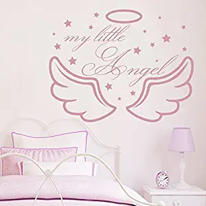 My Little Angel Wall Decals Wings Decal Nursery Baby Kids Girl Room Decor Vinyl Sticker Bedroom Home Decorations Mural A361