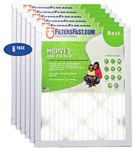 1" Pleated Air Filter Merv 13-6 pack by Filters Fast 18 x 22 x 1 (Actual Size: 17.75" x 21.75" x 0.75")