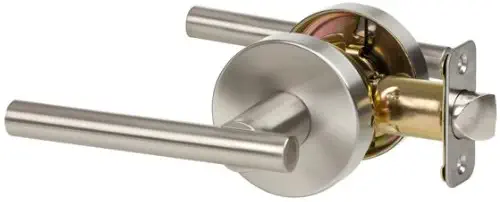Designers Impressions Kain Design Contemporary Satin Nickel Privacy Euro Door Lever Hardware (Bed and Bath)