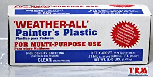 TRM Manufacturing HD9 Weatherall Painter's Plastic, Roll Size 9' X 400', Polythelene