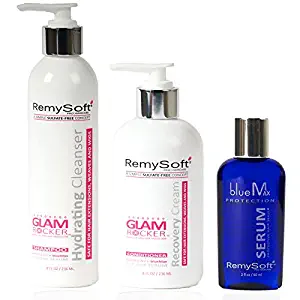 RemySoft Glam Rocker System - Safe for Hair Extensions, Weaves and Wigs - Salon Formula Shampoo, Conditioner & Serum - Gentle Sulfate-free Lather